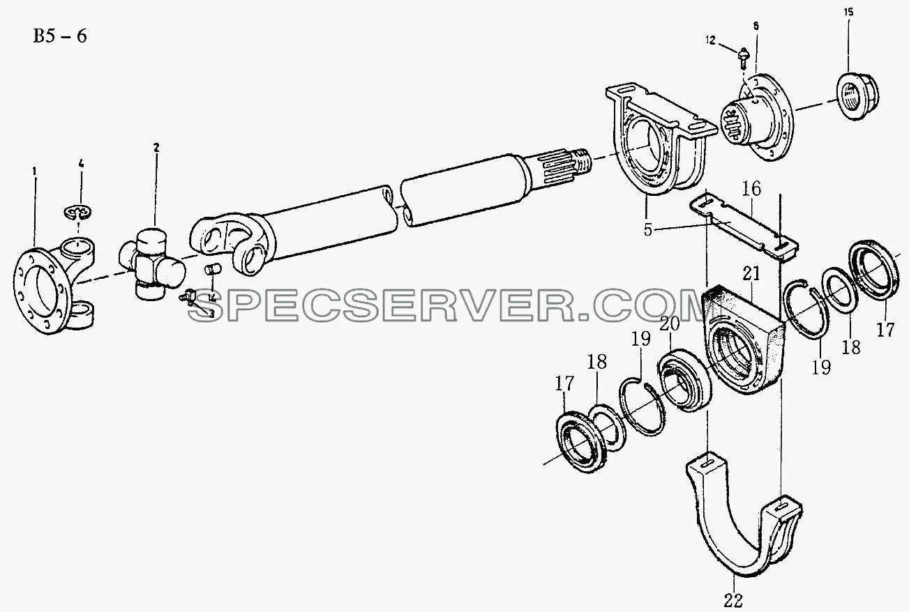 INTERMEDIATE SHAFTS Intermediate Shaft with spider D.Ф57 (B5-6-2) для Sinotruk 6x4 Tipper (371) (список запасных частей)