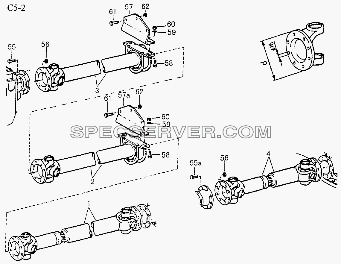 6x4, 8x4 PROPELLER SHAFTS (C5-2) для Sinotruk 6x4 Tipper (371) (список запасных частей)