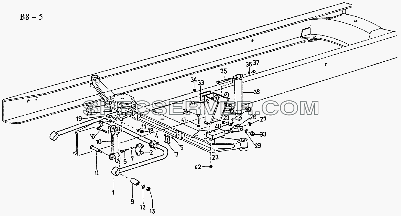 4x2, 6x4 STABLIZER, SHOCK ABSORBER FRONT (B8-5) для Sinotruk 6x4 Tipper (371) (список запасных частей)