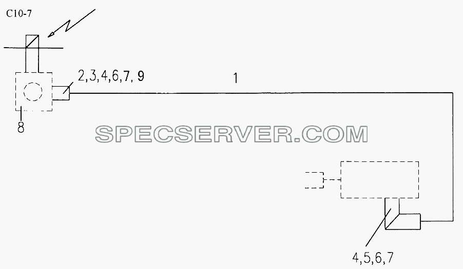 AIR LINR FOR AXLE PNEU. DIFF. LOCK (C10-7) для Sinotruk 6x4 Tipper (371) (список запасных частей)