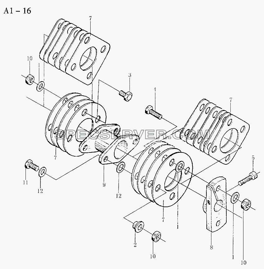 WD615 INJECTION PUMP COUPLING (A1-16) для Sinotruk 6x4 Tractor (371) (список запасных частей)