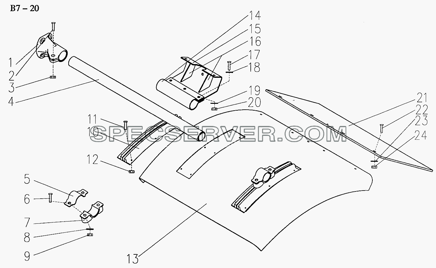 REAR MADGUARD FOR TRACTOR (B7-20) для Sinotruk 6x4 Tractor (371) (список запасных частей)