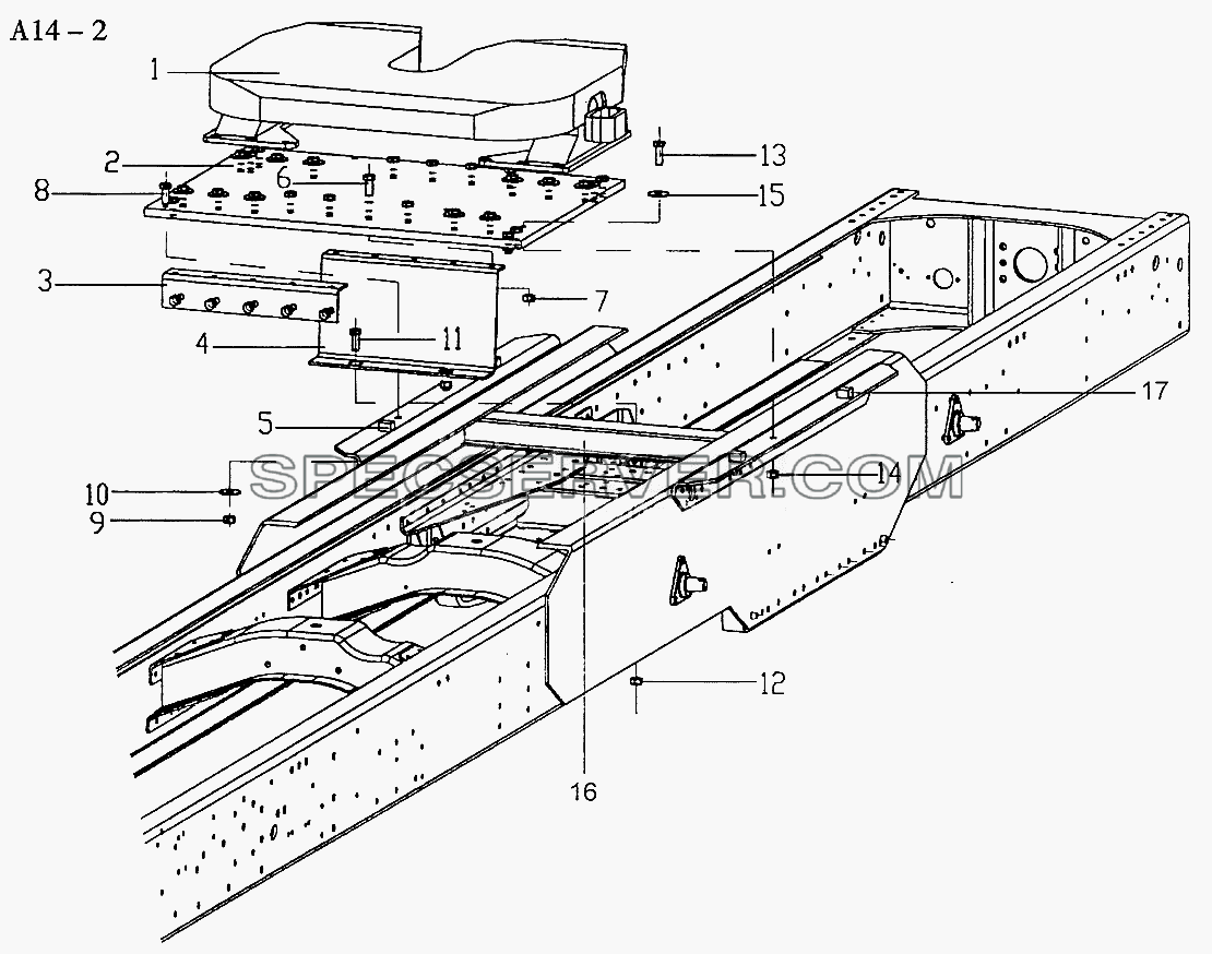 6x4, 6x6, 8x4 FIFTH WHEEL ASSEMBLY (A14-2) для Sinotruk 6x4 Tractor (371) (список запасных частей)