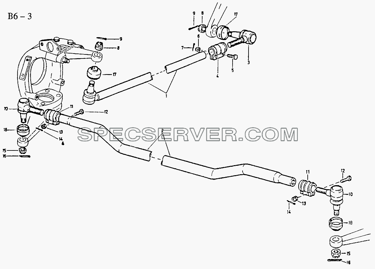 4x4, 6x6 STEERING LINK (B6-3) для Sinotruk 6x6 Tipper (336) (список запасных частей)