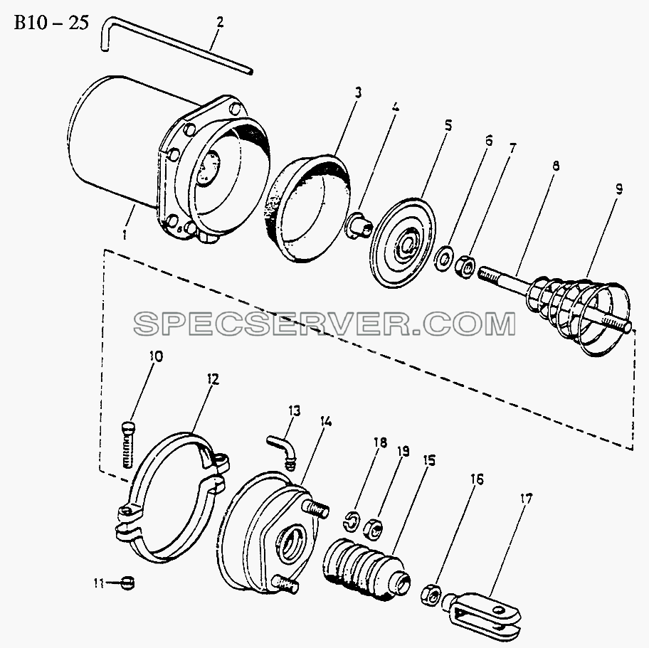 SPRING BRAKE ACTUATOR (B10-25) для Sinotruk 6x6 Tipper (336) (список запасных частей)