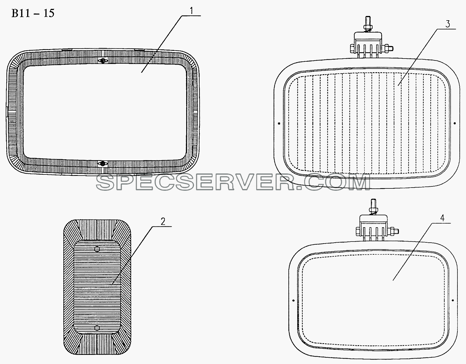 7001 TYPE FRONT LIGHTS FOR S CAB (B11-15) для Sinotruk 6x6 Tipper (336) (список запасных частей)