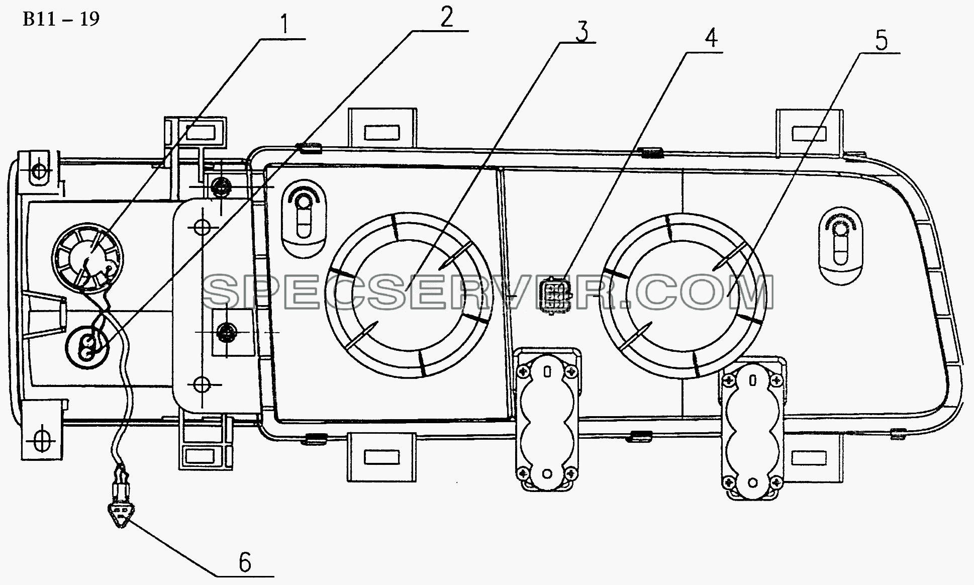 FRONT COMB. HEAD LAMP (B11-19) для Sinotruk 6x6 Tipper (336) (список запасных частей)