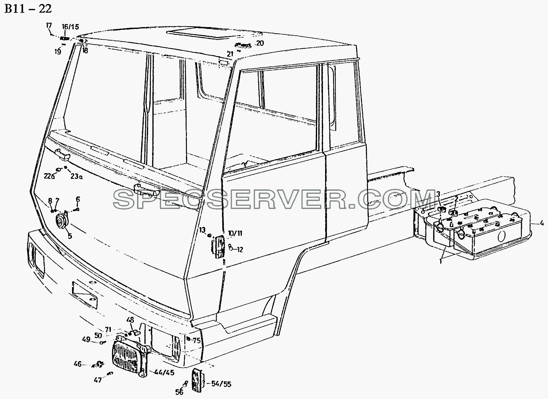 BATTERY AND ELECTRICAL DEVICE OF CAB (B11-22) для Sinotruk 6x6 Tipper (336) (список запасных частей)