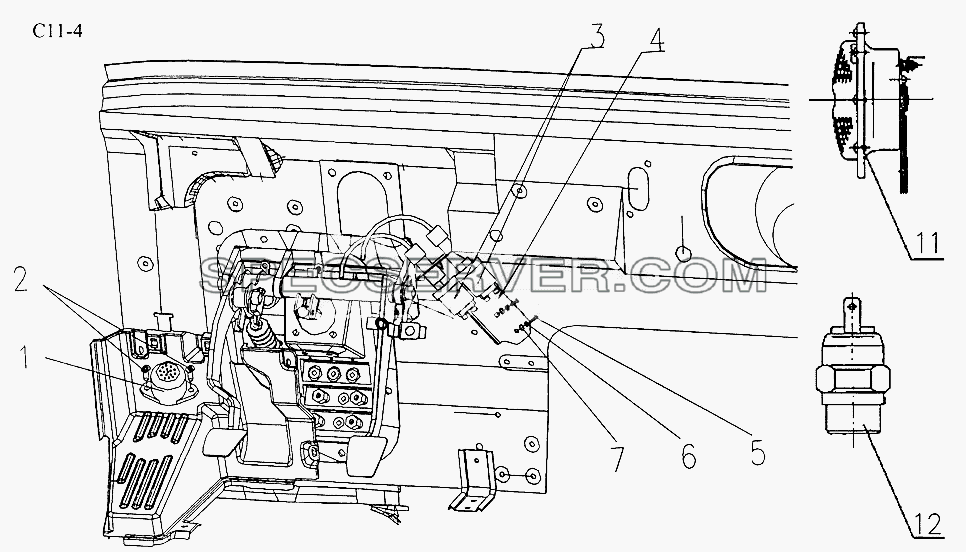 ELECTRICAL EQUIPMENT ON THE CHASSIS (C11-4) для Sinotruk 6x6 Tipper (336) (список запасных частей)