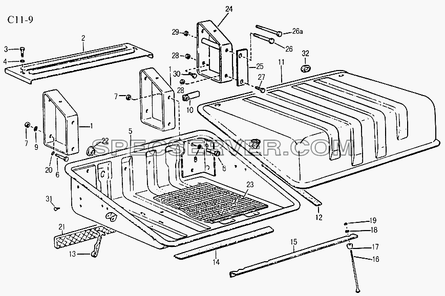 BATTERY BOX (C11-9) для Sinotruk 6x6 Tipper (336) (список запасных частей)