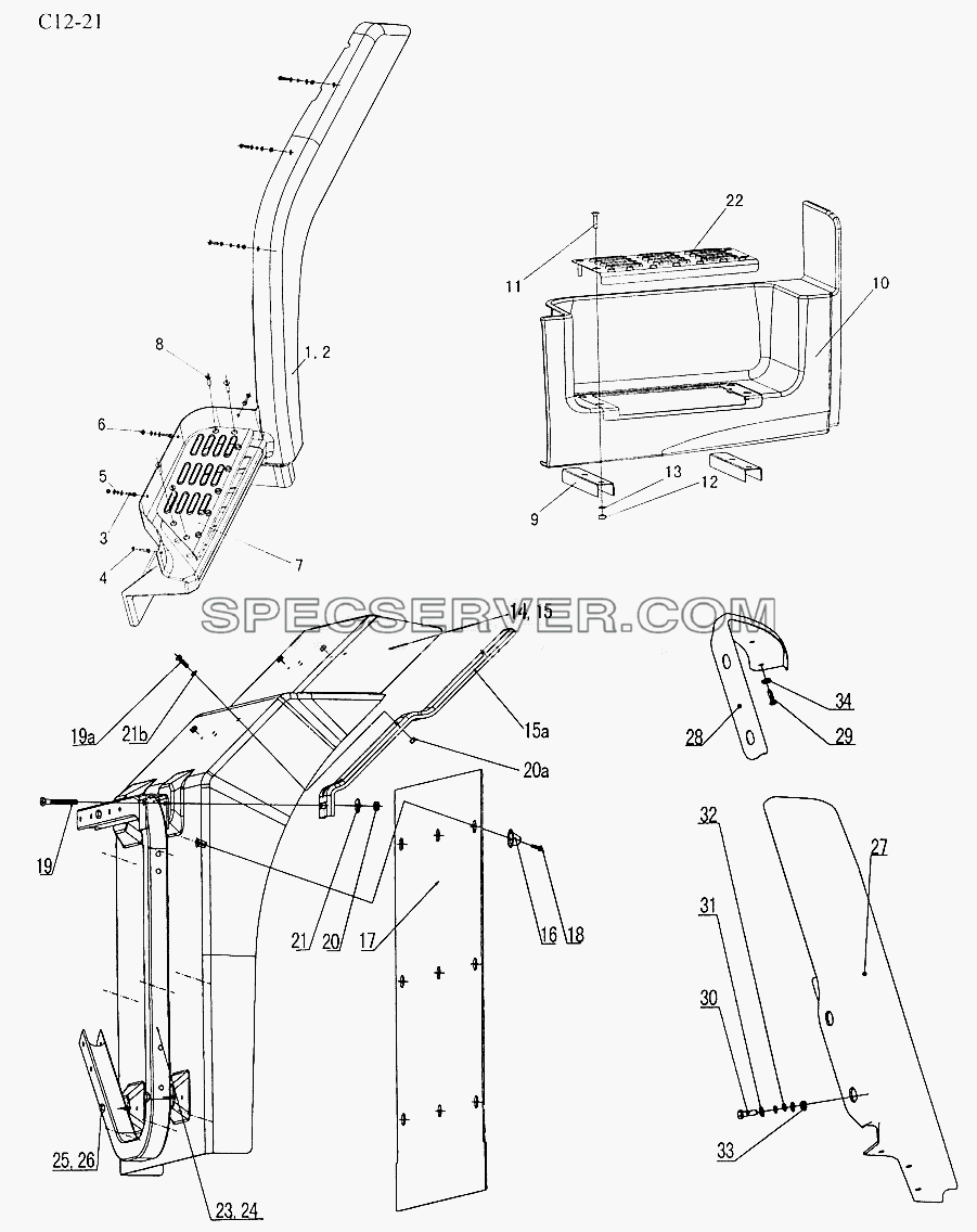 MUDGUARD (C12-21) для Sinotruk 8x4 Tipper (336) (список запасных частей)