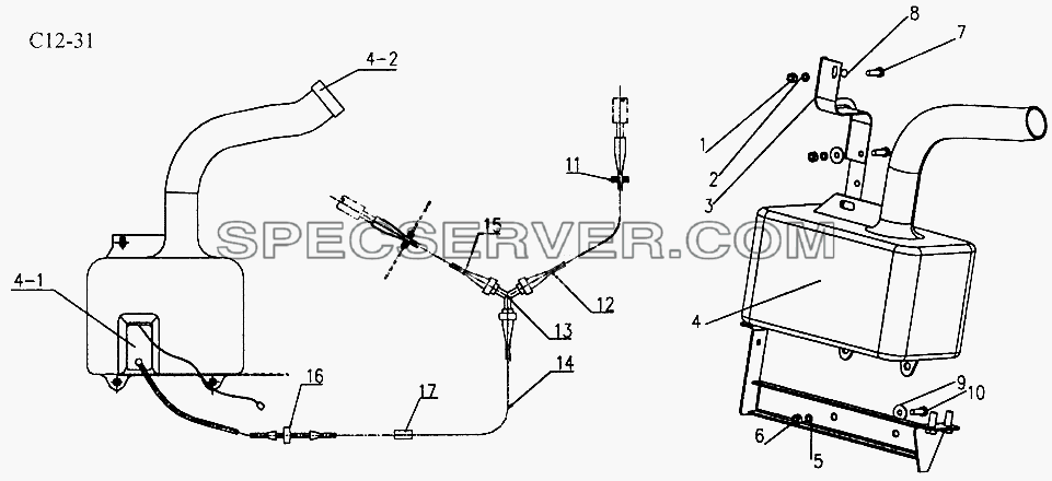 WINDSCREEN WASHING EQUIPMENT (C12-31) для Sinotruk 8x4 Tipper (336) (список запасных частей)