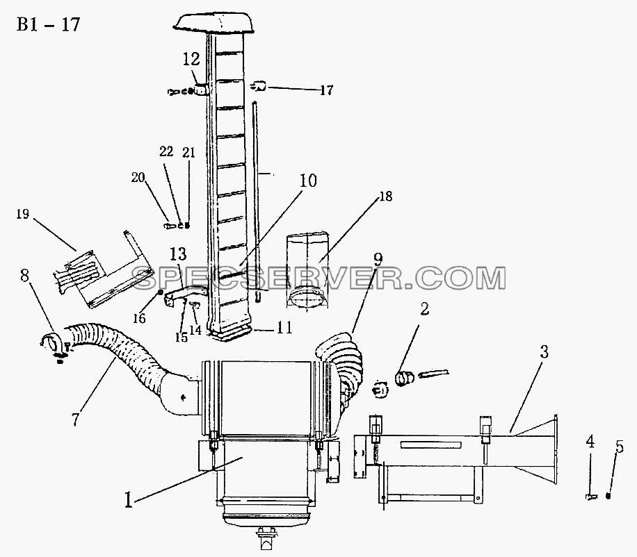 AIR FILTER FOR DESERT (B1-17) для Sinotruk 8x4 Tipper (336) (список запасных частей)