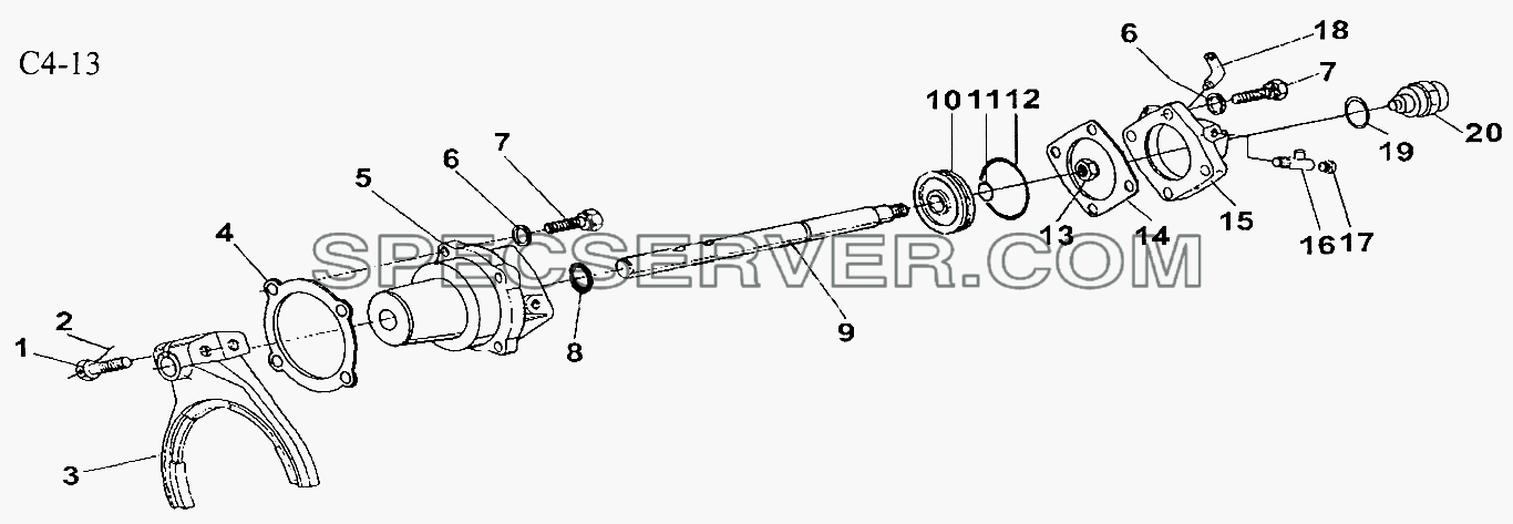 9JS150T SHIFTING CYLINDER (C4-13) для Sinotruk 8x4 Tipper (336) (список запасных частей)