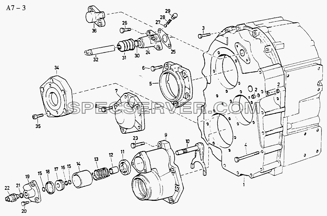 COVER FOR VG1200 TRANSFER CASE WITHOUT DIFF. LOCK (A7-3) для Sinotruk 8x4 Tipper (336) (список запасных частей)