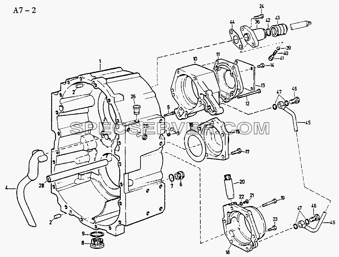 HOUSING FOR VG1200 TRANSFER CASE WITH DIFF.LOCK (A7-2) для Sinotruk 8x4 Tipper (336) (список запасных частей)