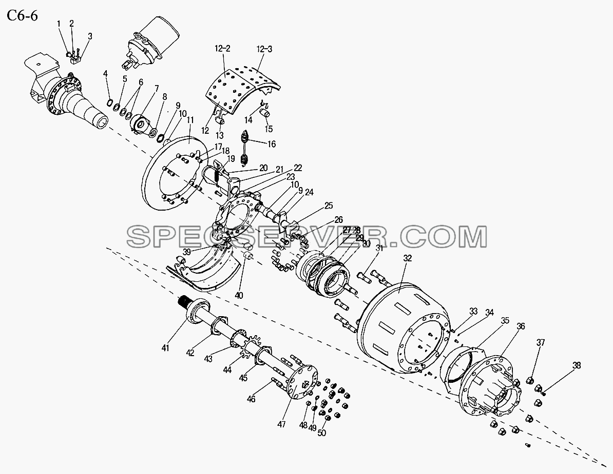 REAR BRAKE (C6-6) для Sinotruk 8x4 Tipper (336) (список запасных частей)