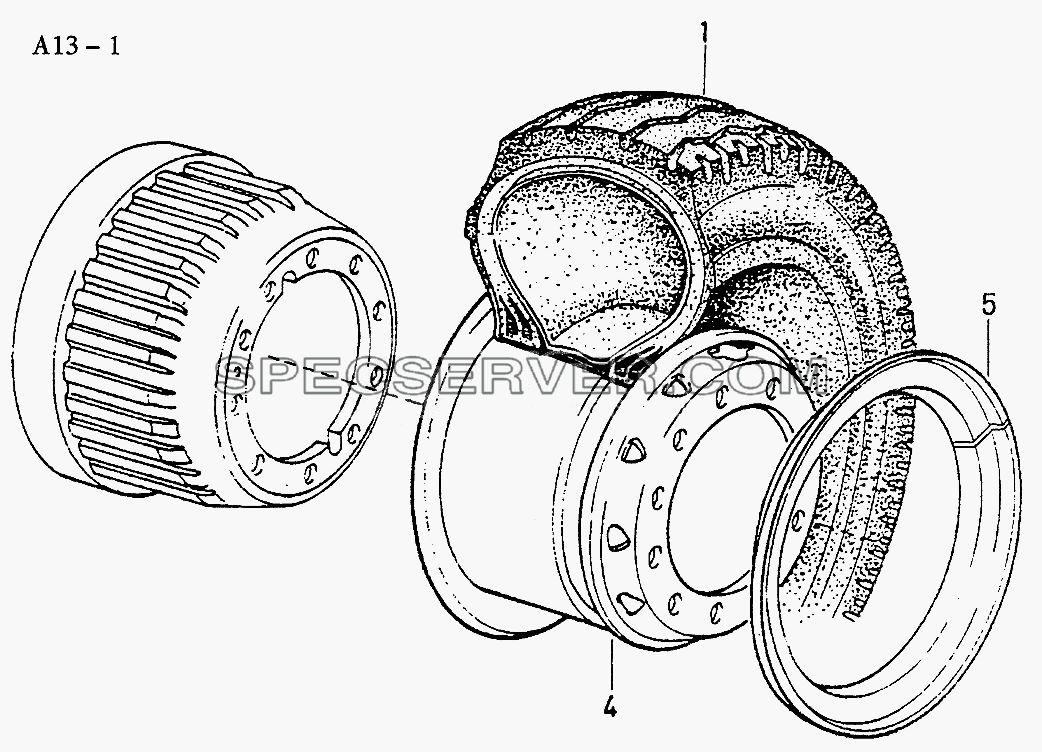 DISC WHEEL AND TIRE (A13-1) для Sinotruk 8x4 Tipper (336) (список запасных частей)