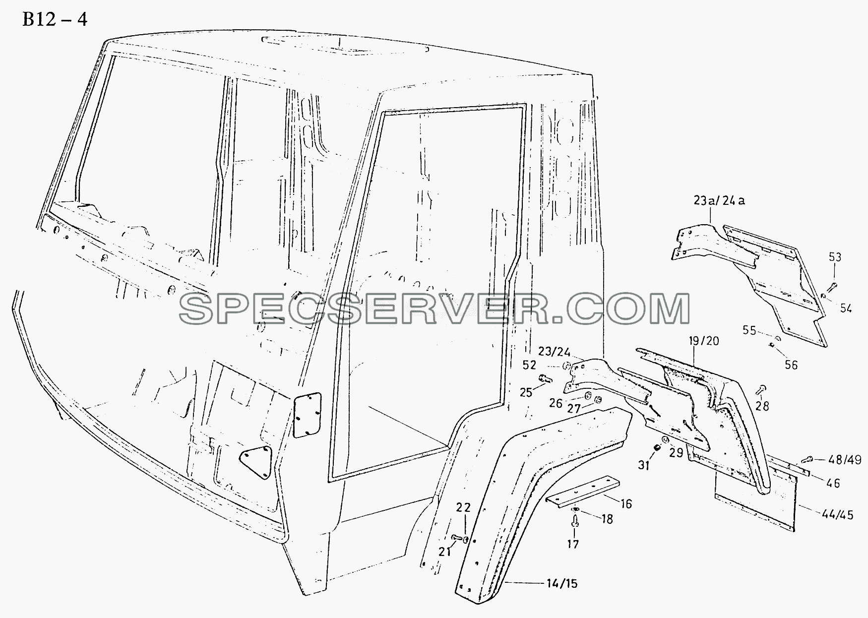 MUDGUARD FOR S CAB (B12-4) для Sinotruk 8x4 Tipper (371) (список запасных частей)