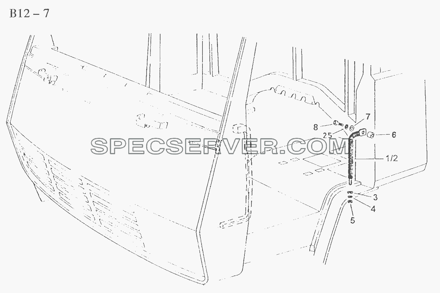 REAR GRIP FOR CAB (B12-7) для Sinotruk 8x4 Tipper (371) (список запасных частей)
