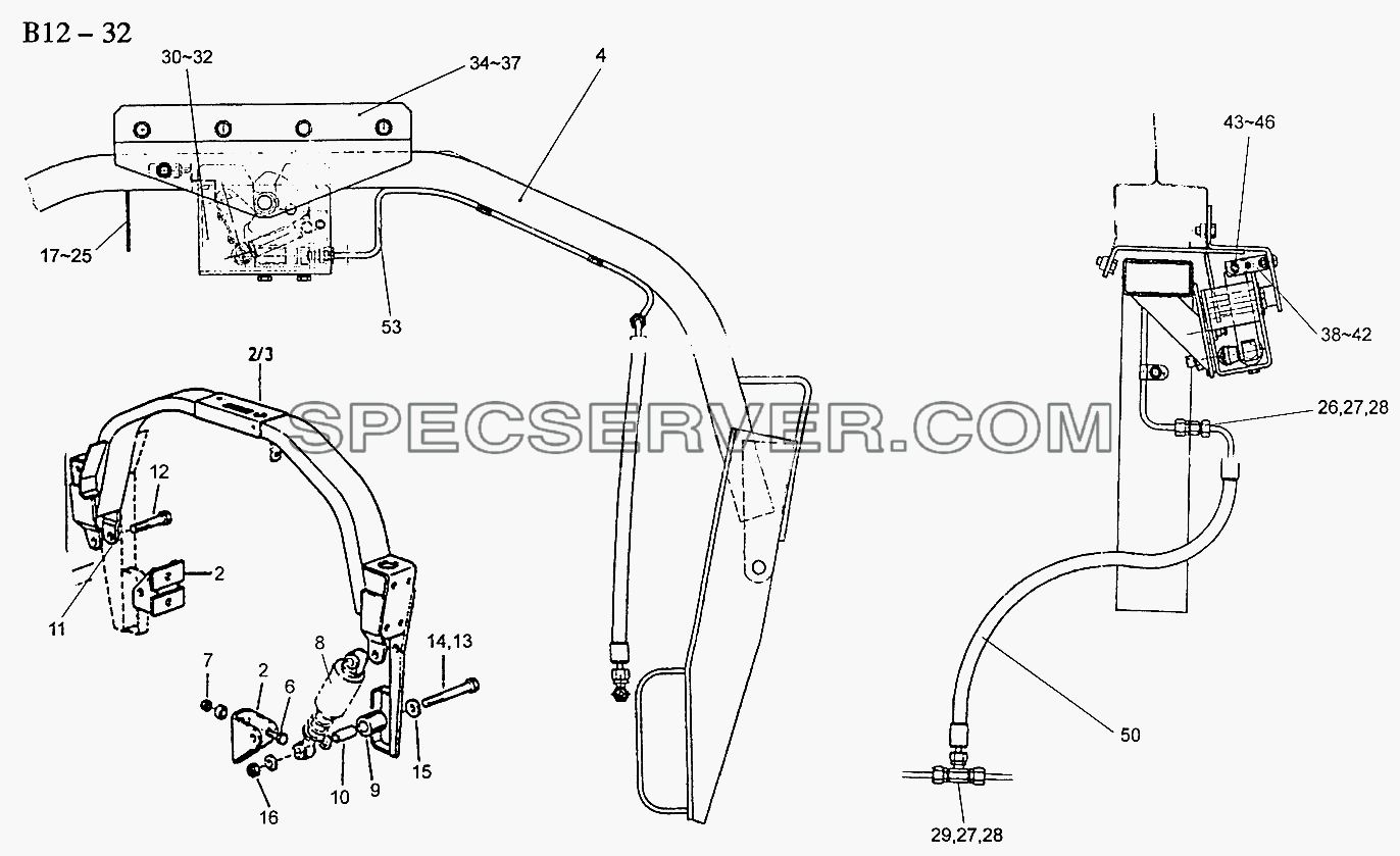 DRIVER'S CAB SUPPORT REAR (B12-32) для Sinotruk 8x4 Tipper (371) (список запасных частей)