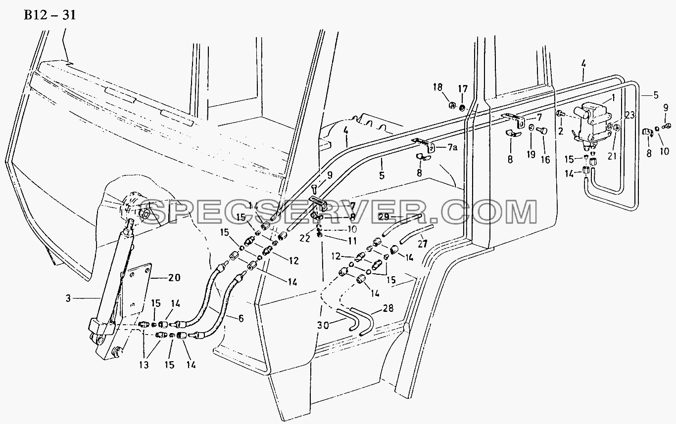 HYDRAULIC SYSTEM FOR TILTING EQUPMENT (B12-31) для Sinotruk 8x4 Tipper (371) (список запасных частей)