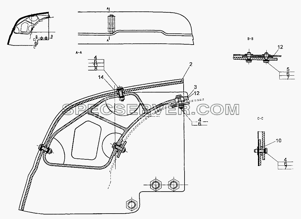 SUN VISOR FOR CAB (B12-28) для Sinotruk 8x4 Tipper (371) (список запасных частей)