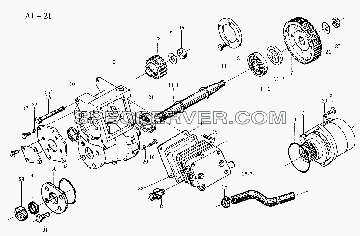 WD615 AIR COMPRESSOR (A1-21) для Sinotruk 8x4 Tipper (371) (список запасных частей)
