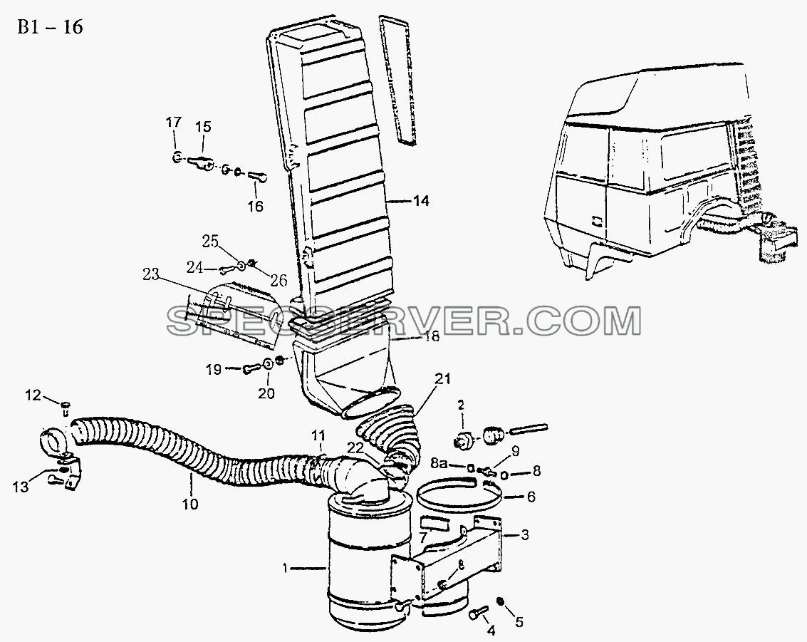 AIR FILTER FOR CAB WITH MED, HIGH ROOF (B1-16) для Sinotruk 8x4 Tipper (371) (список запасных частей)