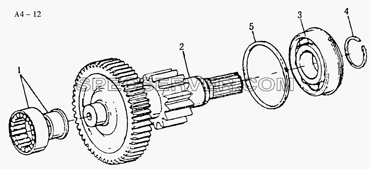 Fuller Aux.gearbox LAYSHAFT (A4-12) для Sinotruk 8x4 Tipper (371) (список запасных частей)