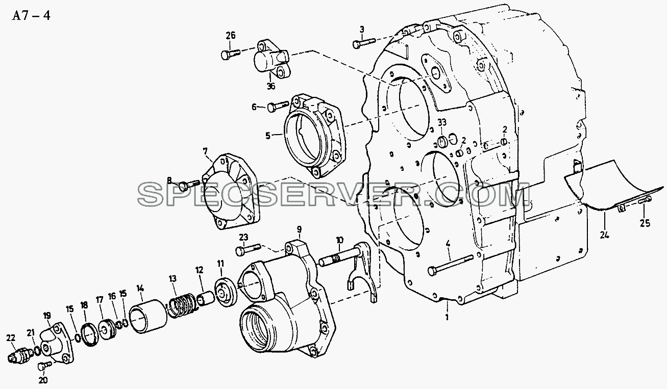 COVER FOR VG1200 TRANSFER CASE WITH DIFF. LOCK (A7-4) для Sinotruk 8x4 Tipper (371) (список запасных частей)