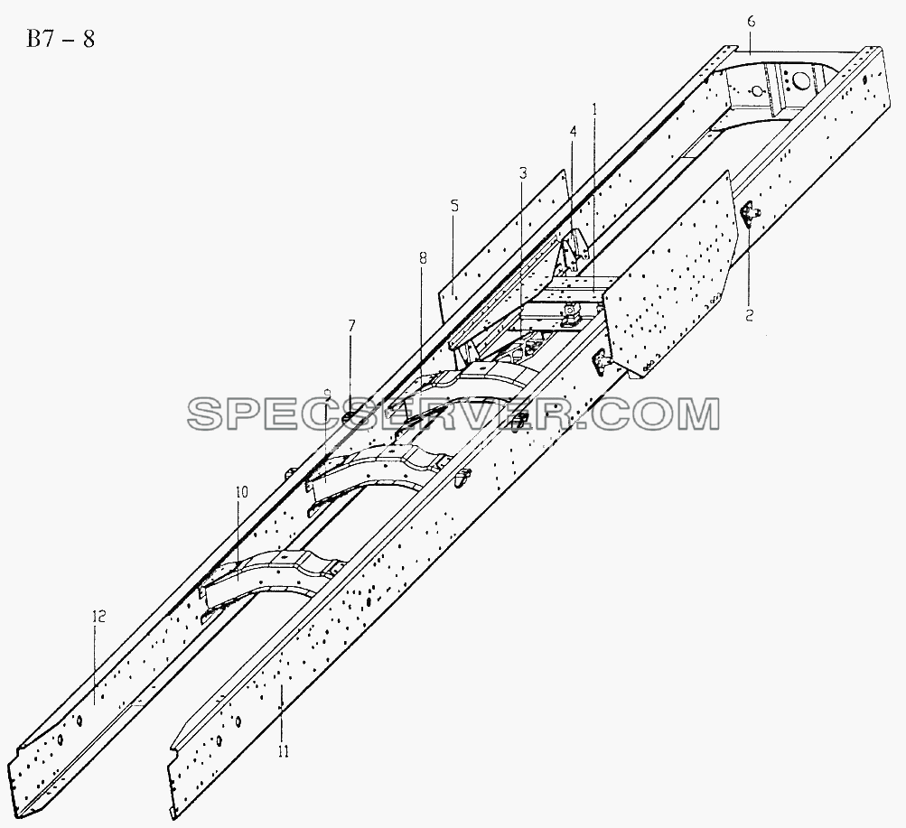 CHASSIS FRAME FOR 8x4 TIPPER TRUCK (B7-8) для Sinotruk 8x4 Tipper (371) (список запасных частей)