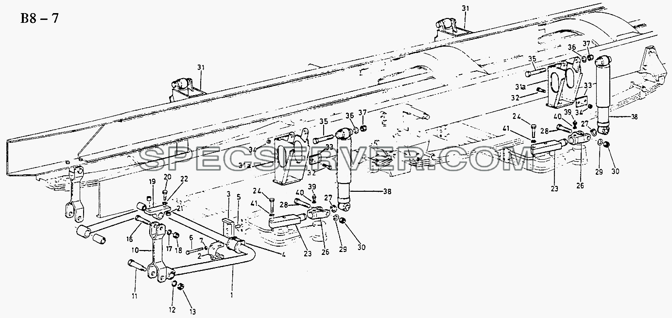 8x4 STABLIZER, SHOCK ABSORBER FRONT (B8-7) для Sinotruk 8x4 Tipper (371) (список запасных частей)