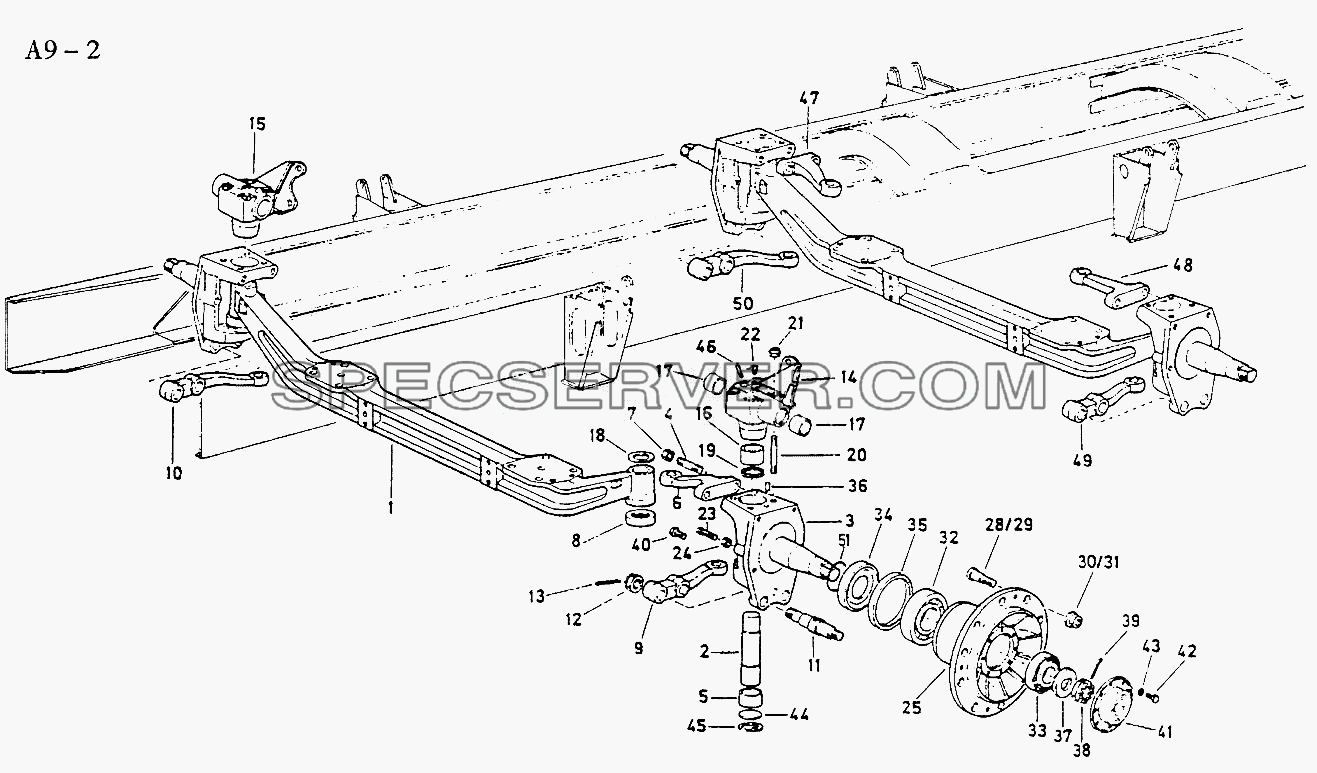 8X4 FRONT AXLE (A9-2) для Sinotruk 8x4 Tipper (371) (список запасных частей)