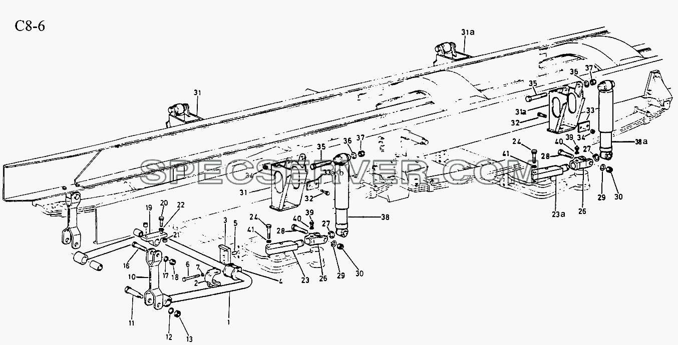8x4 STABLIZER, SHOCK ABSORBER FRONT (C8-6) для Sinotruk 8x4 Tipper (371) (список запасных частей)