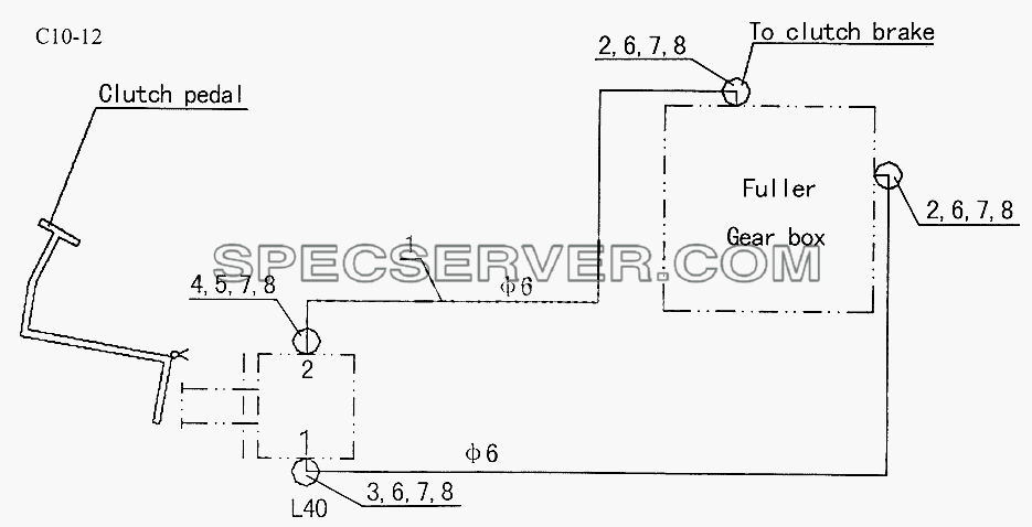 AIR LINE FOR CLUTCH BRAKE (C10-12) для Sinotruk 8x4 Tipper (371) (список запасных частей)