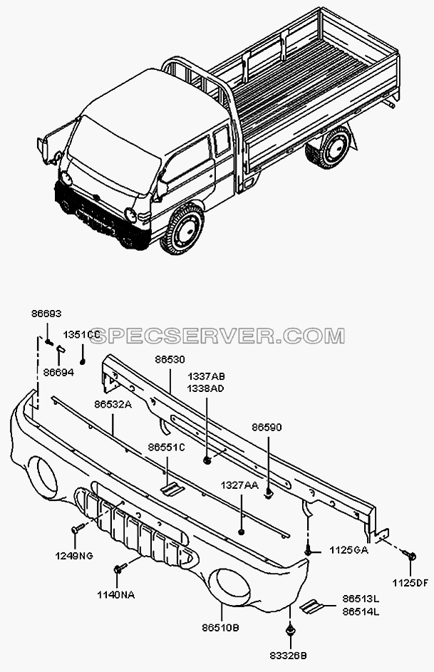 Бампер передний для H100 Porter (список запасных частей)