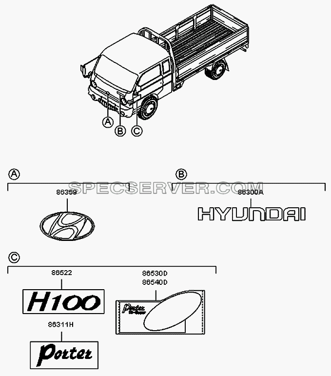 Эмблема для H100 Porter (список запасных частей)