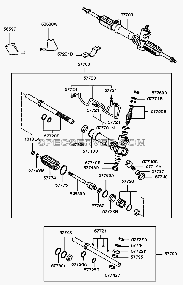 Механизм рулевого управления с усилителем для H100 Porter (список запасных частей)