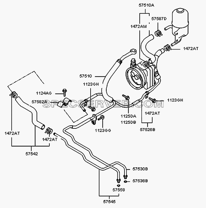 Трубопровод усилителя рулевого управления для H100 Porter (список запасных частей)