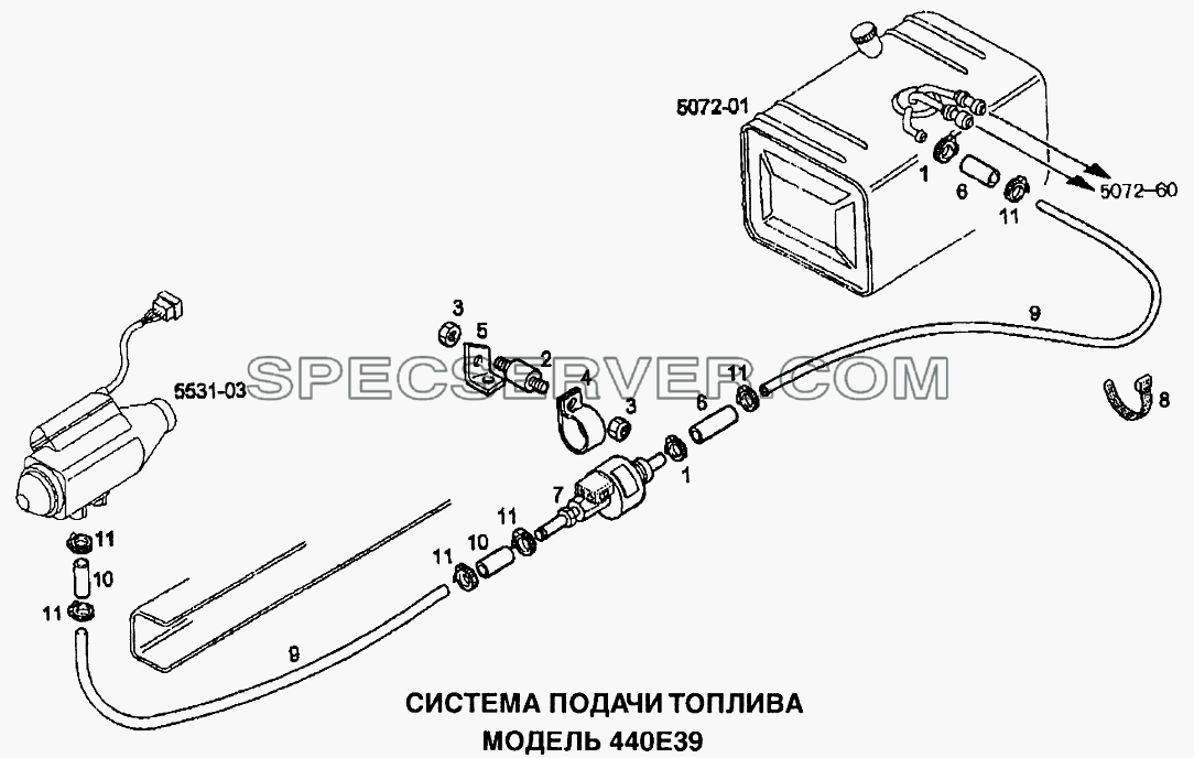 Система подачи топлива для EuroTech CURSOR (список запасных частей)