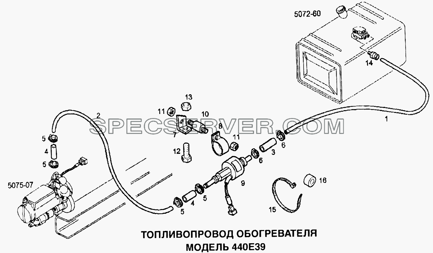 Топливопровод обогревателя для EuroTech CURSOR (список запасных частей)