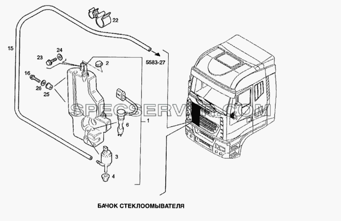 Бачок стеклоомывателя для Stralis (список запасных частей)