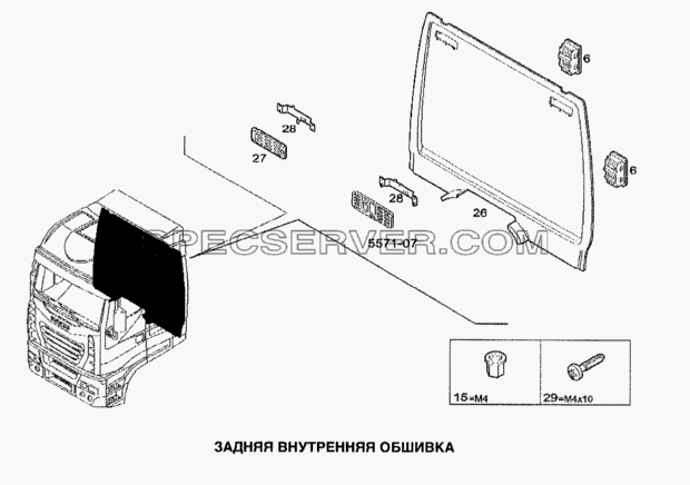 Внутренняя обшивка, задняя для Stralis (список запасных частей)