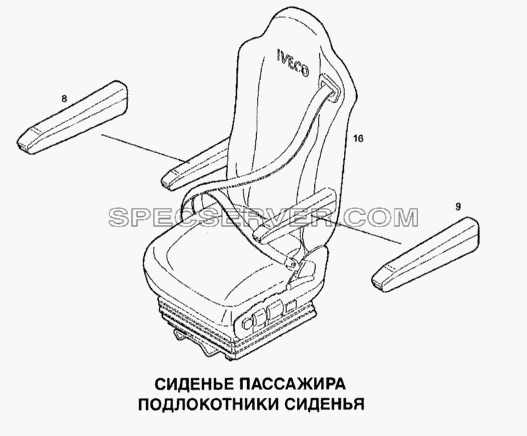 Сиденье пассажира и подлокотники для Stralis (список запасных частей)