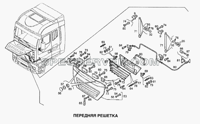 Передняя решетка для Stralis (список запасных частей)