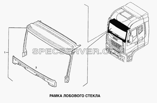 Рамка лобового стекла для Stralis (список запасных частей)