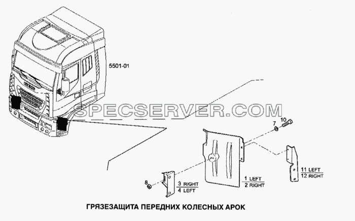 Грязезащита передних колесных арок для Stralis (список запасных частей)