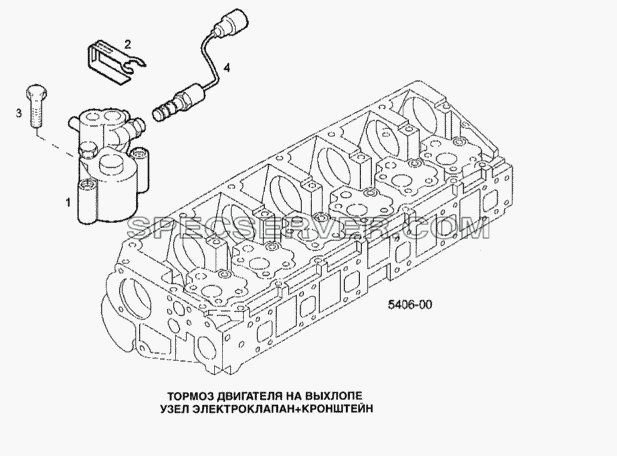 Двигатель с тормозом на выхлопе, узел электроклапан+кронштейн для Stralis (список запасных частей)
