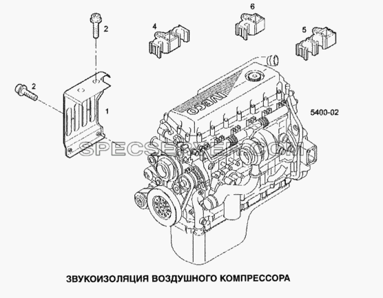 Звукоизоляция воздушного компрессора для Stralis (список запасных частей)